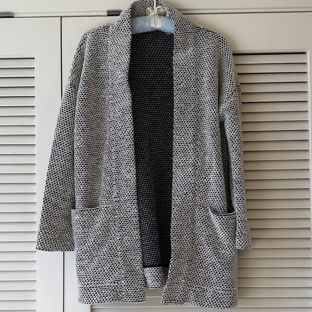 Marine Layer Black and White Textured Cardigan